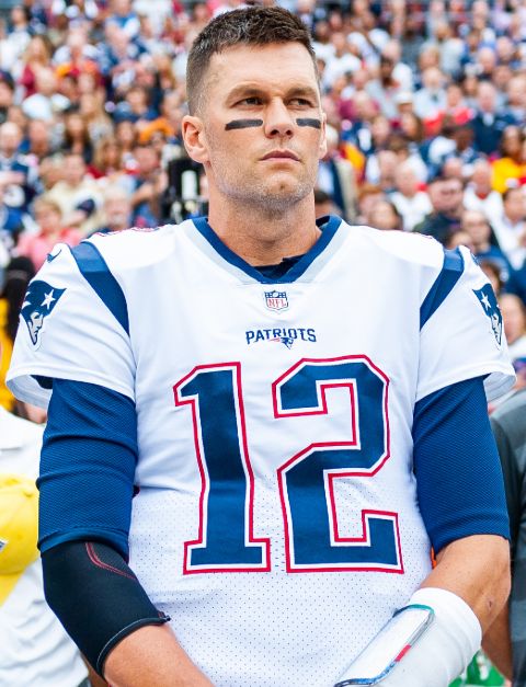 Tom Brady caught on the camera before a NFL match.